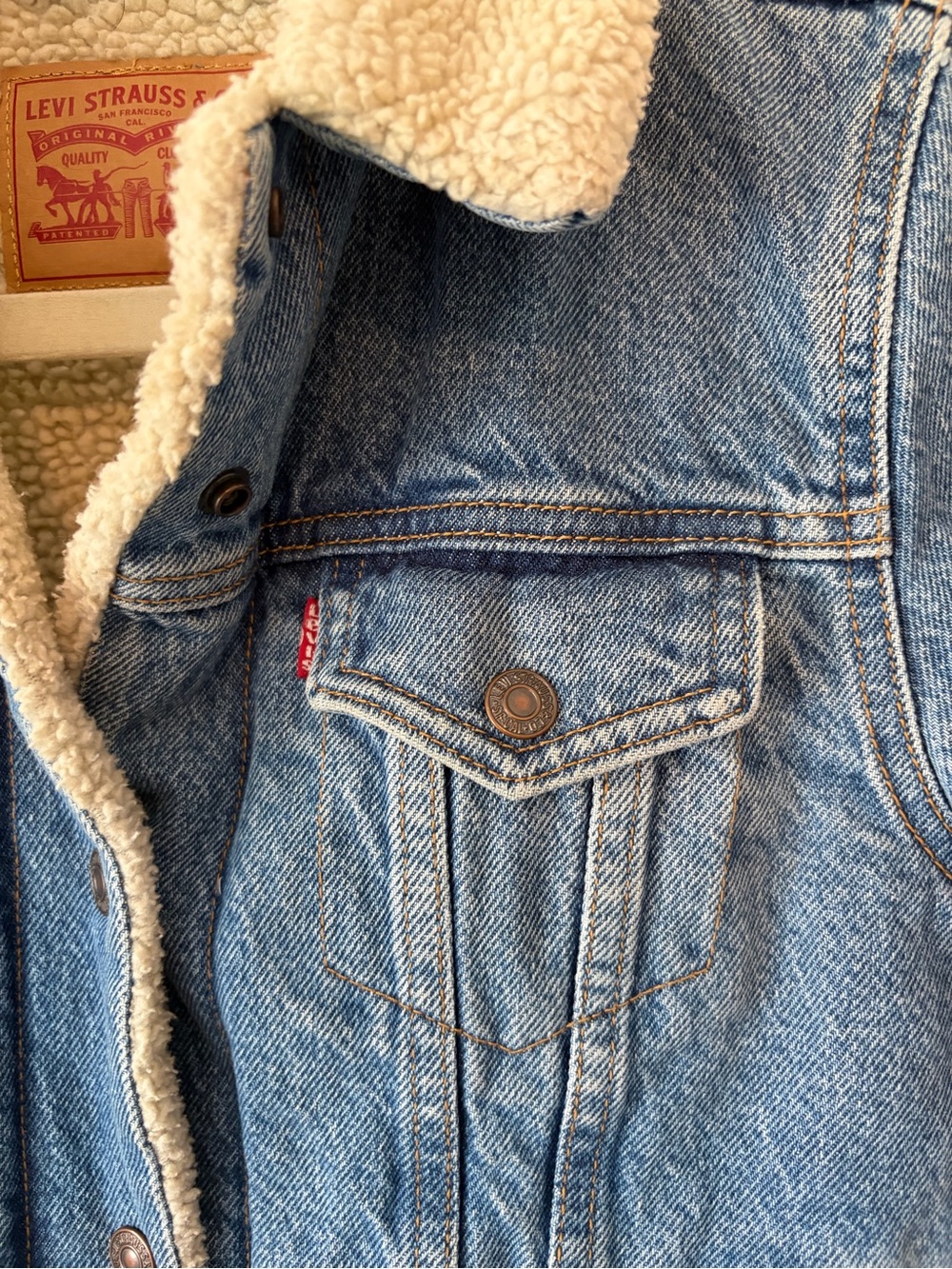 Levi's Blue Denim Sherpa Collar Jacket - Picture 11 of 12